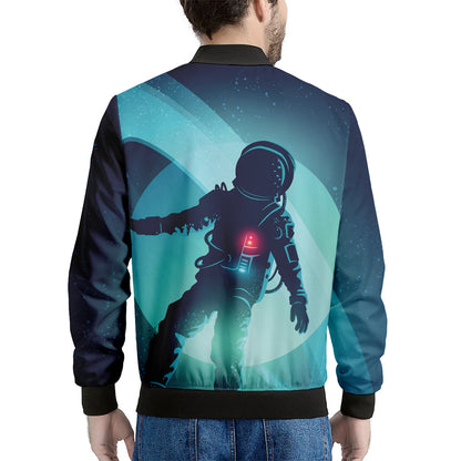Astronaut Floating Through Space Print Men's Bomber Jacket