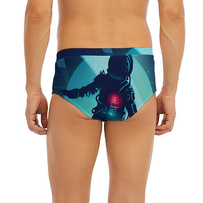 Astronaut Floating Through Space Print Men's Briefs