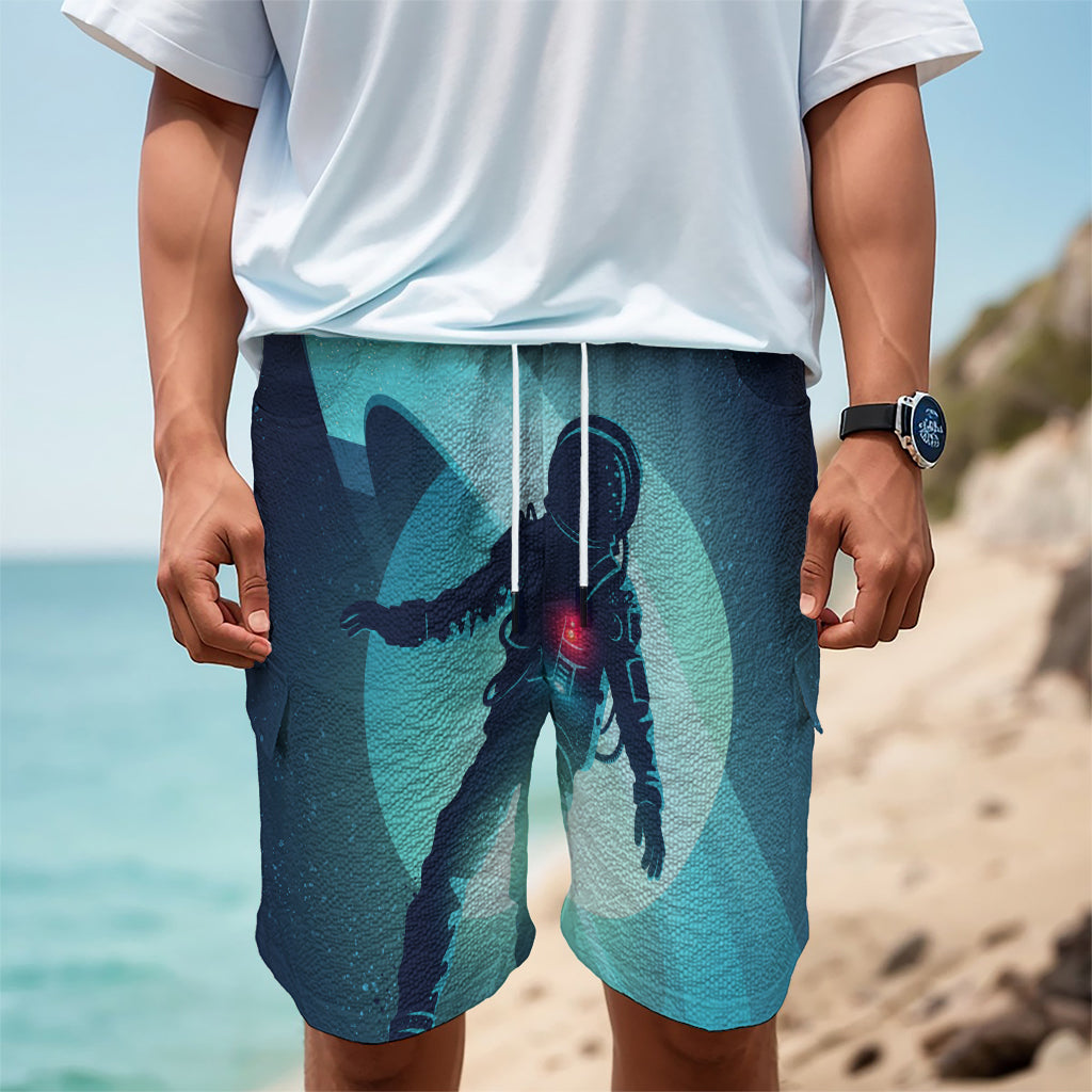 Astronaut Floating Through Space Print Men's Cargo Shorts