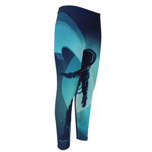 Astronaut Floating Through Space Print Men's Compression Pants