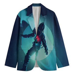 Astronaut Floating Through Space Print Men's Cotton Blazer