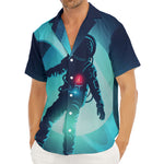 Astronaut Floating Through Space Print Men's Deep V-Neck Shirt