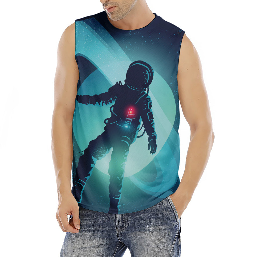 Astronaut Floating Through Space Print Men's Fitness Tank Top