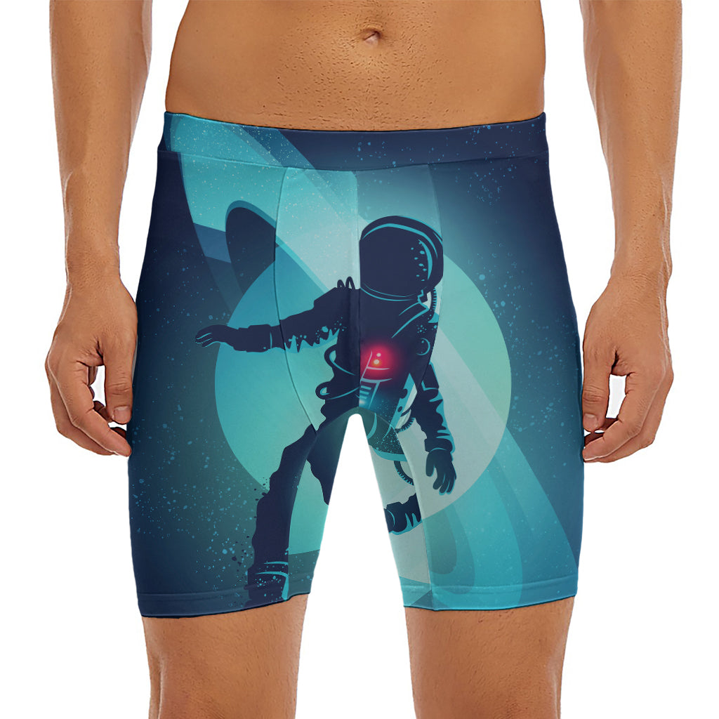 Astronaut Floating Through Space Print Men's Long Boxer Briefs