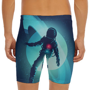 Astronaut Floating Through Space Print Men's Long Boxer Briefs