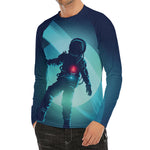 Astronaut Floating Through Space Print Men's Long Sleeve Rash Guard