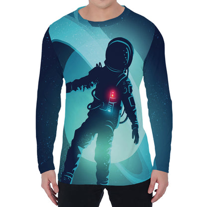 Astronaut Floating Through Space Print Men's Long Sleeve T-Shirt
