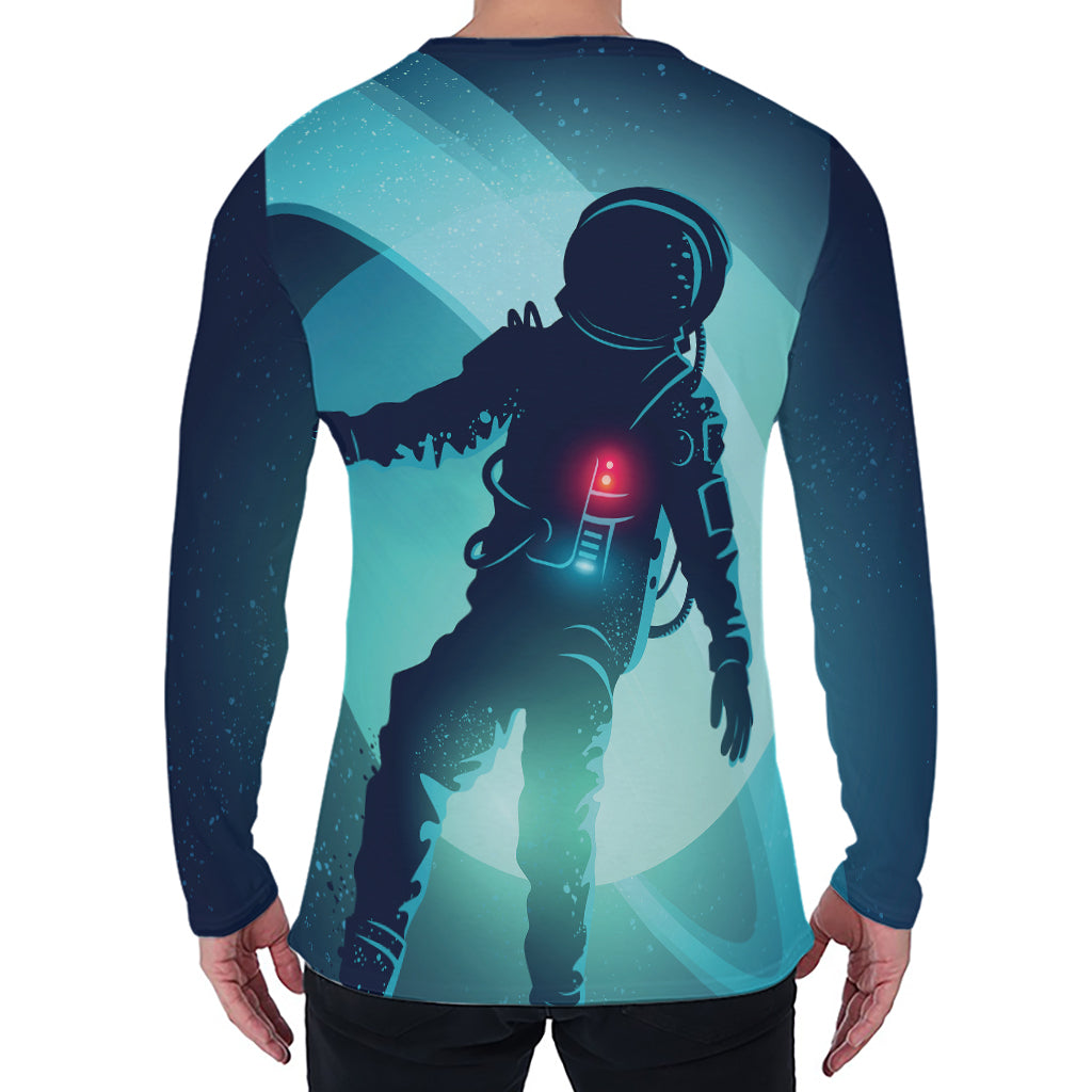 Astronaut Floating Through Space Print Men's Long Sleeve T-Shirt