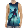 Astronaut Floating Through Space Print Men's Muscle Tank Top