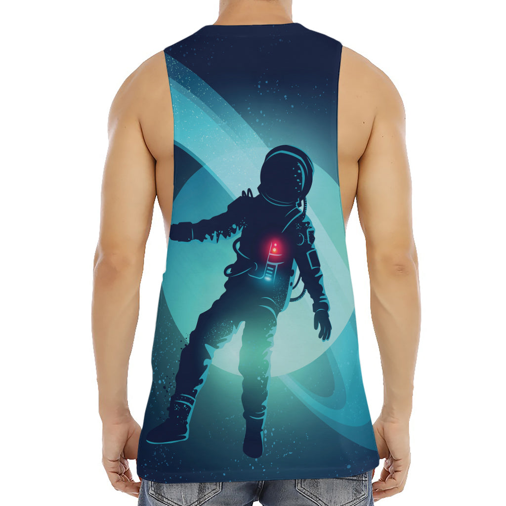 Astronaut Floating Through Space Print Men's Muscle Tank Top