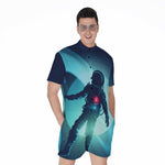 Astronaut Floating Through Space Print Men's Rompers