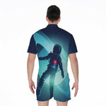 Astronaut Floating Through Space Print Men's Rompers