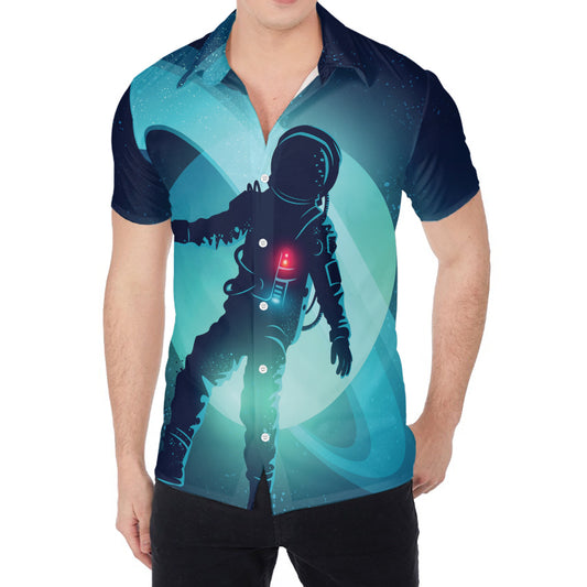 Astronaut Floating Through Space Print Men's Shirt