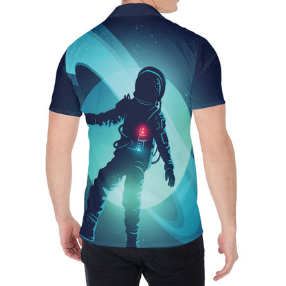 Astronaut Floating Through Space Print Men's Shirt