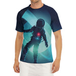 Astronaut Floating Through Space Print Men's Short Sleeve Rash Guard