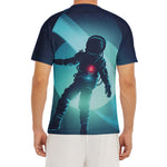 Astronaut Floating Through Space Print Men's Short Sleeve Rash Guard