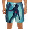 Astronaut Floating Through Space Print Men's Split Running Shorts