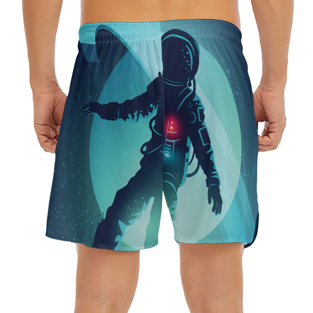 Astronaut Floating Through Space Print Men's Split Running Shorts