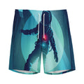 Astronaut Floating Through Space Print Men's Athletic Shorts