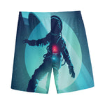 Astronaut Floating Through Space Print Men's Sports Shorts