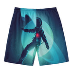 Astronaut Floating Through Space Print Men's Swim Trunks