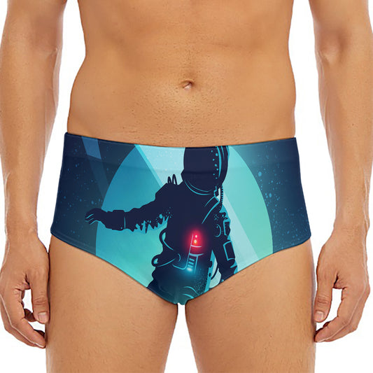 Astronaut Floating Through Space Print Men's Triangle Swim Briefs