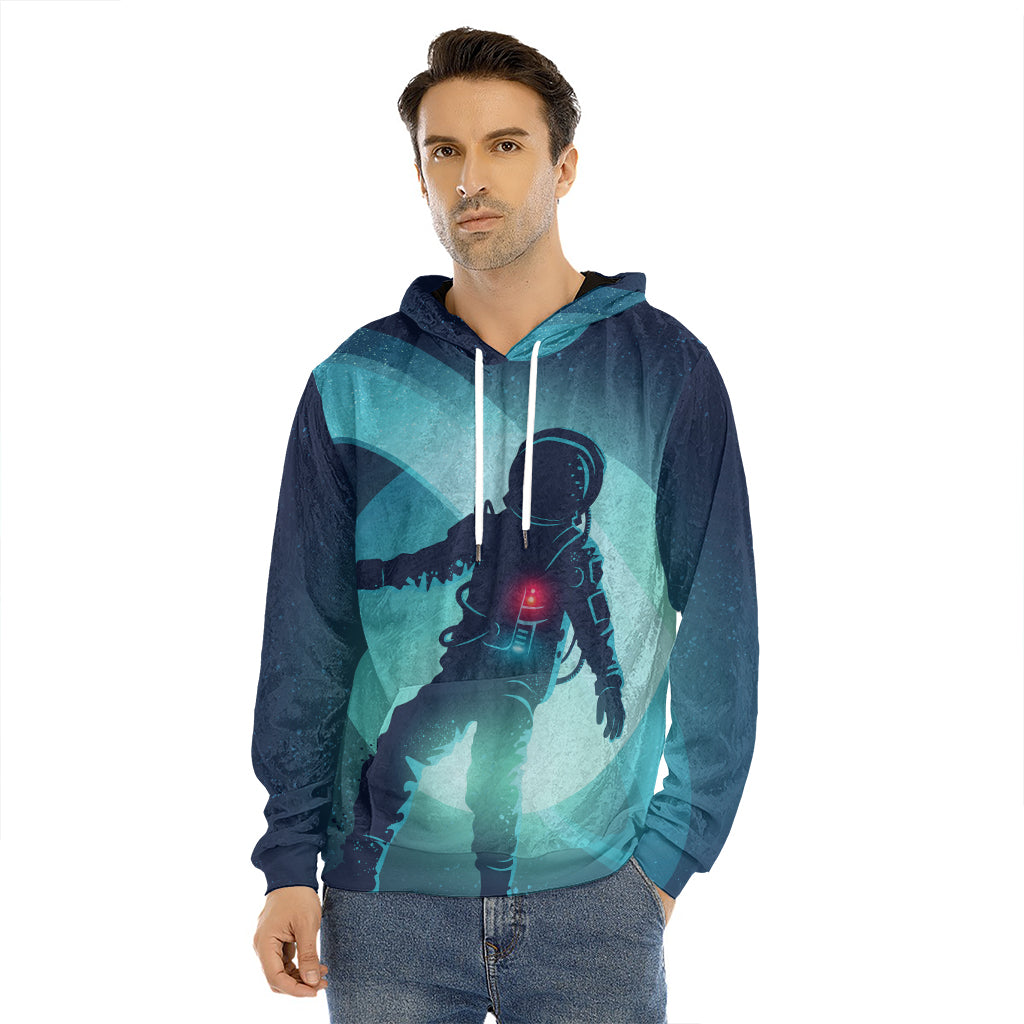 Astronaut Floating Through Space Print Men's Velvet Pullover Hoodie