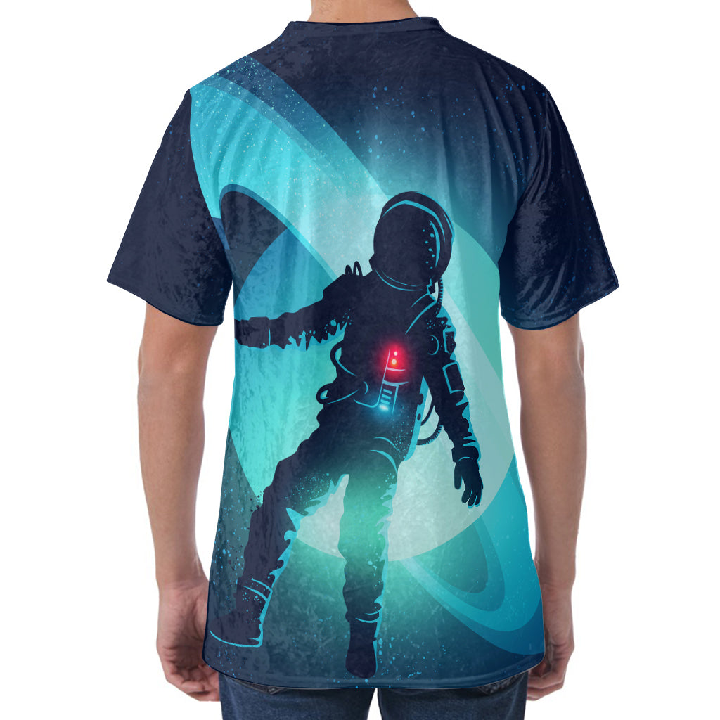 Astronaut Floating Through Space Print Men's Velvet T-Shirt