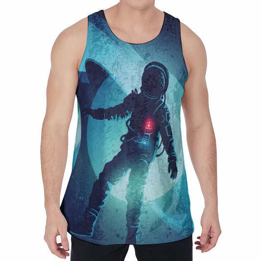 Astronaut Floating Through Space Print Men's Velvet Tank Top