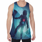 Astronaut Floating Through Space Print Men's Velvet Tank Top
