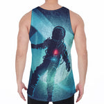 Astronaut Floating Through Space Print Men's Velvet Tank Top