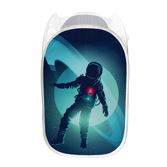 Astronaut Floating Through Space Print Mesh Laundry Hamper