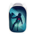 Astronaut Floating Through Space Print Mesh Laundry Hamper