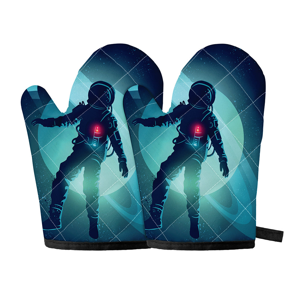 Astronaut Floating Through Space Print Oven Mitts