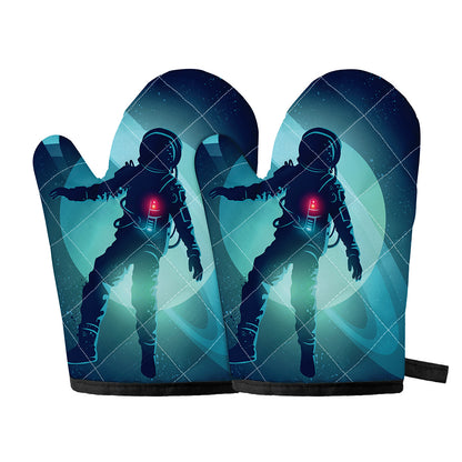 Astronaut Floating Through Space Print Oven Mitts
