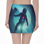 Astronaut Floating Through Space Print Pencil Mini Skirt