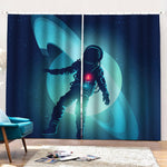 Astronaut Floating Through Space Print Pencil Pleat Curtains