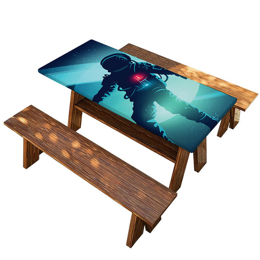 Astronaut Floating Through Space Print Picnic Table Cover