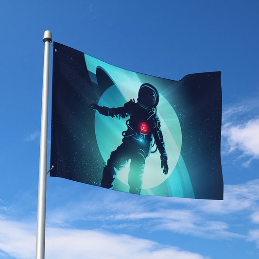 Astronaut Floating Through Space Print Polyester Flag