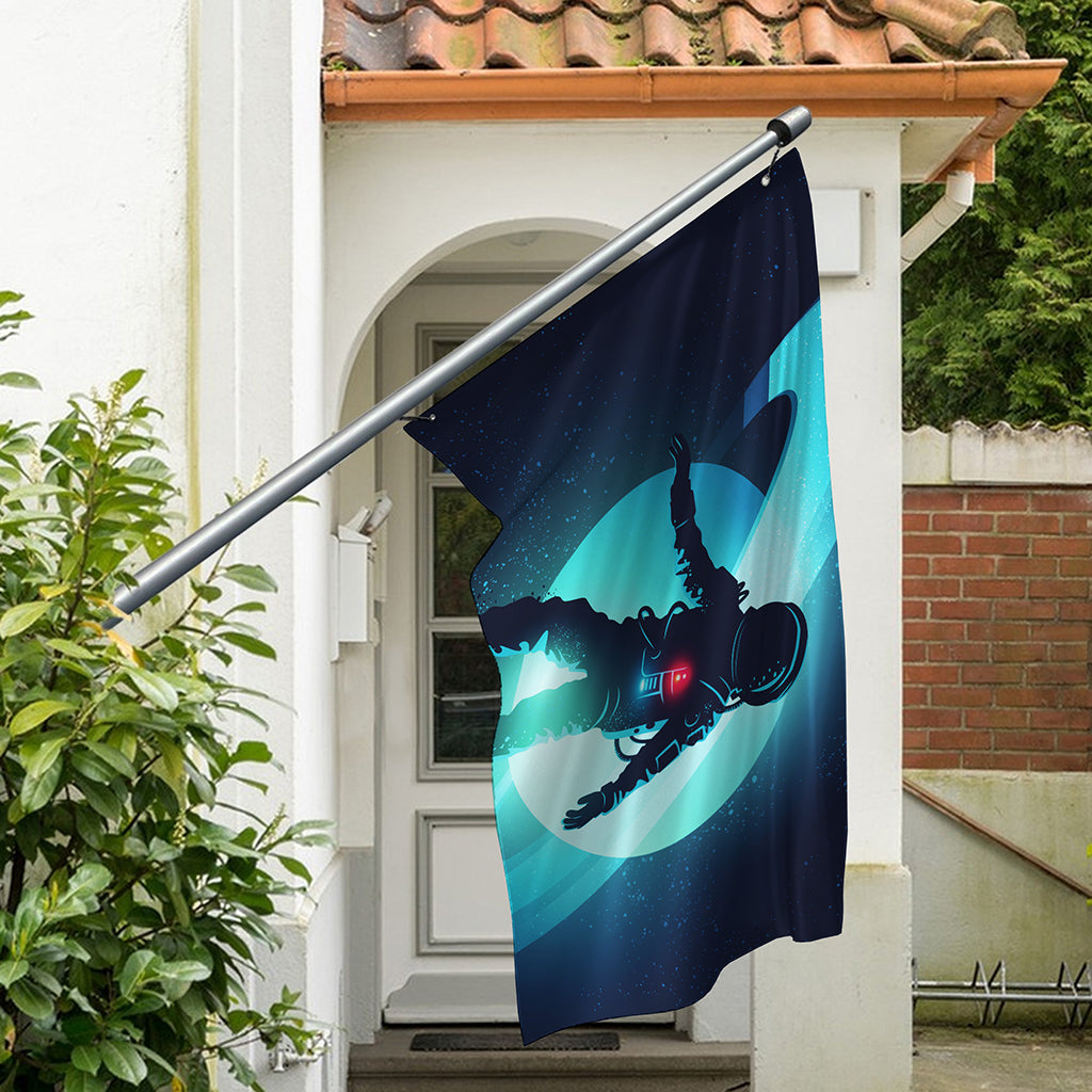 Astronaut Floating Through Space Print Polyester Flag