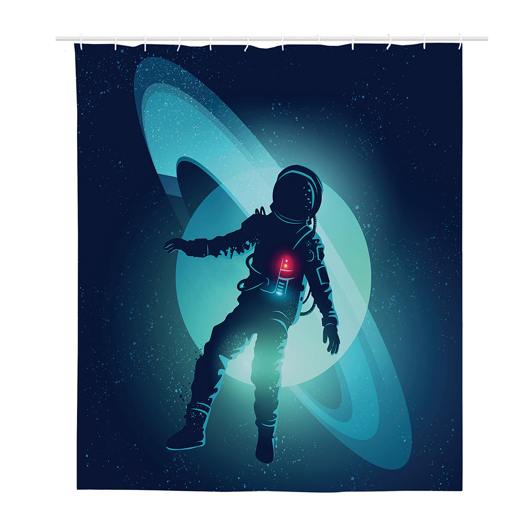 Astronaut Floating Through Space Print Polyester Shower Curtain