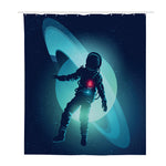 Astronaut Floating Through Space Print Polyester Shower Curtain