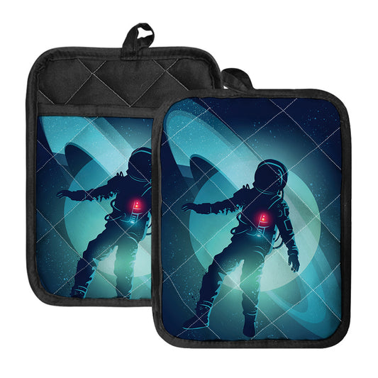 Astronaut Floating Through Space Print Pot Holders With Pocket