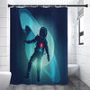 Astronaut Floating Through Space Print Premium Shower Curtain