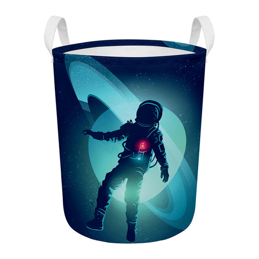 Astronaut Floating Through Space Print Round Laundry Basket