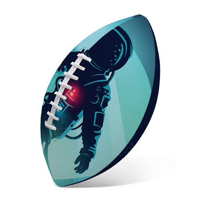 Astronaut Floating Through Space Print Rugby Ball