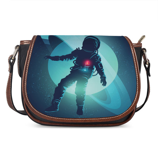 Astronaut Floating Through Space Print Saddle Bag