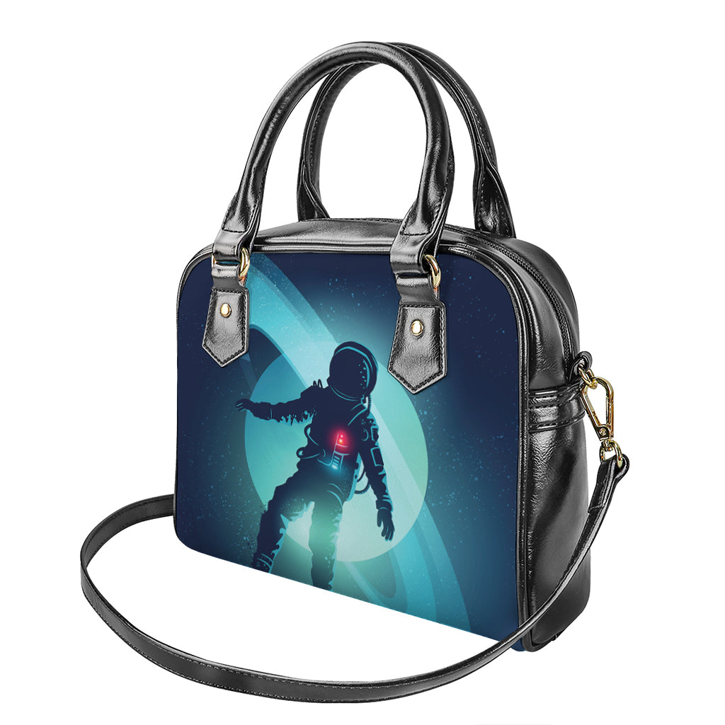 Astronaut Floating Through Space Print Shoulder Handbag