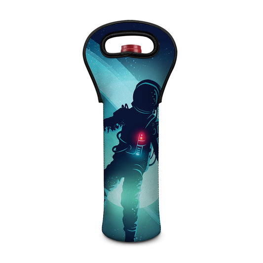 Astronaut Floating Through Space Print Single Neoprene Wine Tote