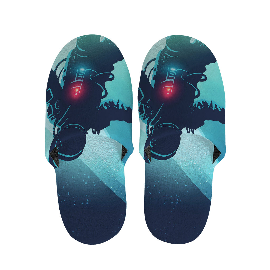 Astronaut Floating Through Space Print Slippers